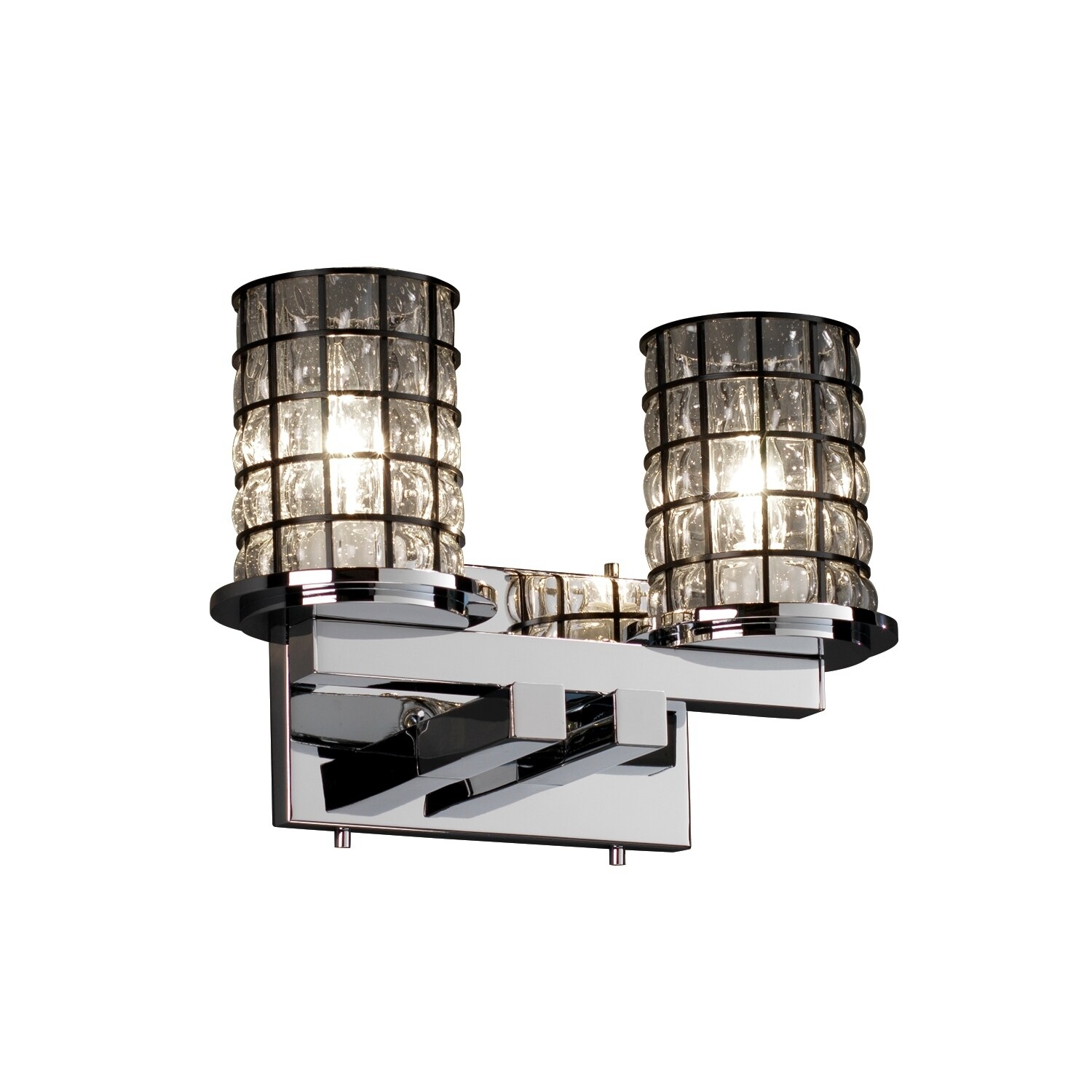 Justice Design Wire Glass Dakota Polished Chrome 2-light Bath Bar - Silver - Mycitystee