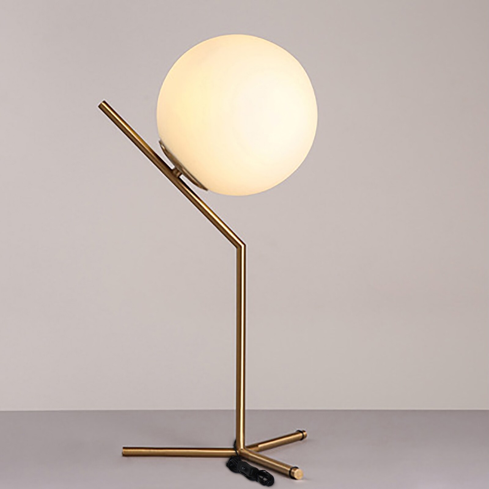 Golden Globe Table Lamp With White lampshade Glam Desk Lighting - Mycitystee