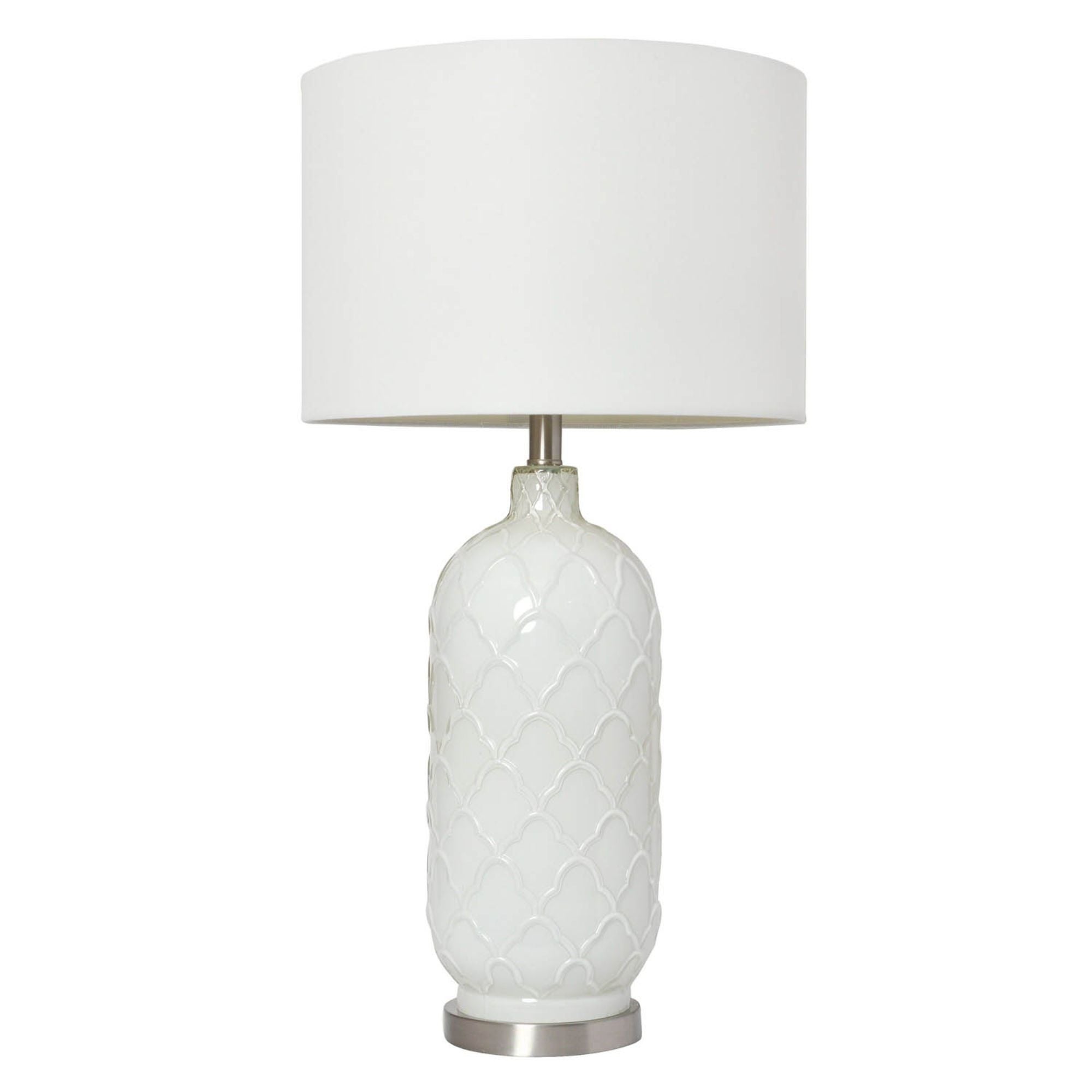 Elegant Designs White and Brushed Nickel Glass Table Lamp - 15.75x15.75x22 - Mycitystee