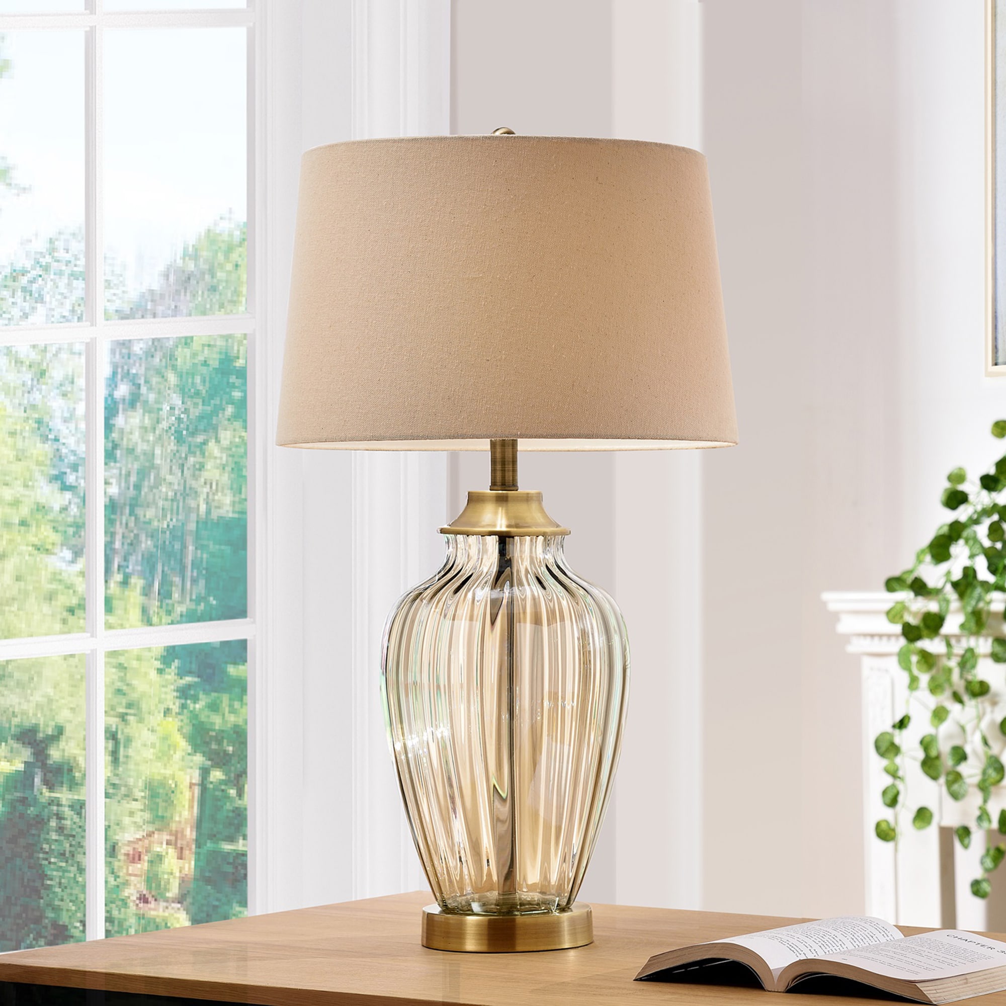 Athena Bronze Glass 28.5-inch Table Lamp - Mycitystee
