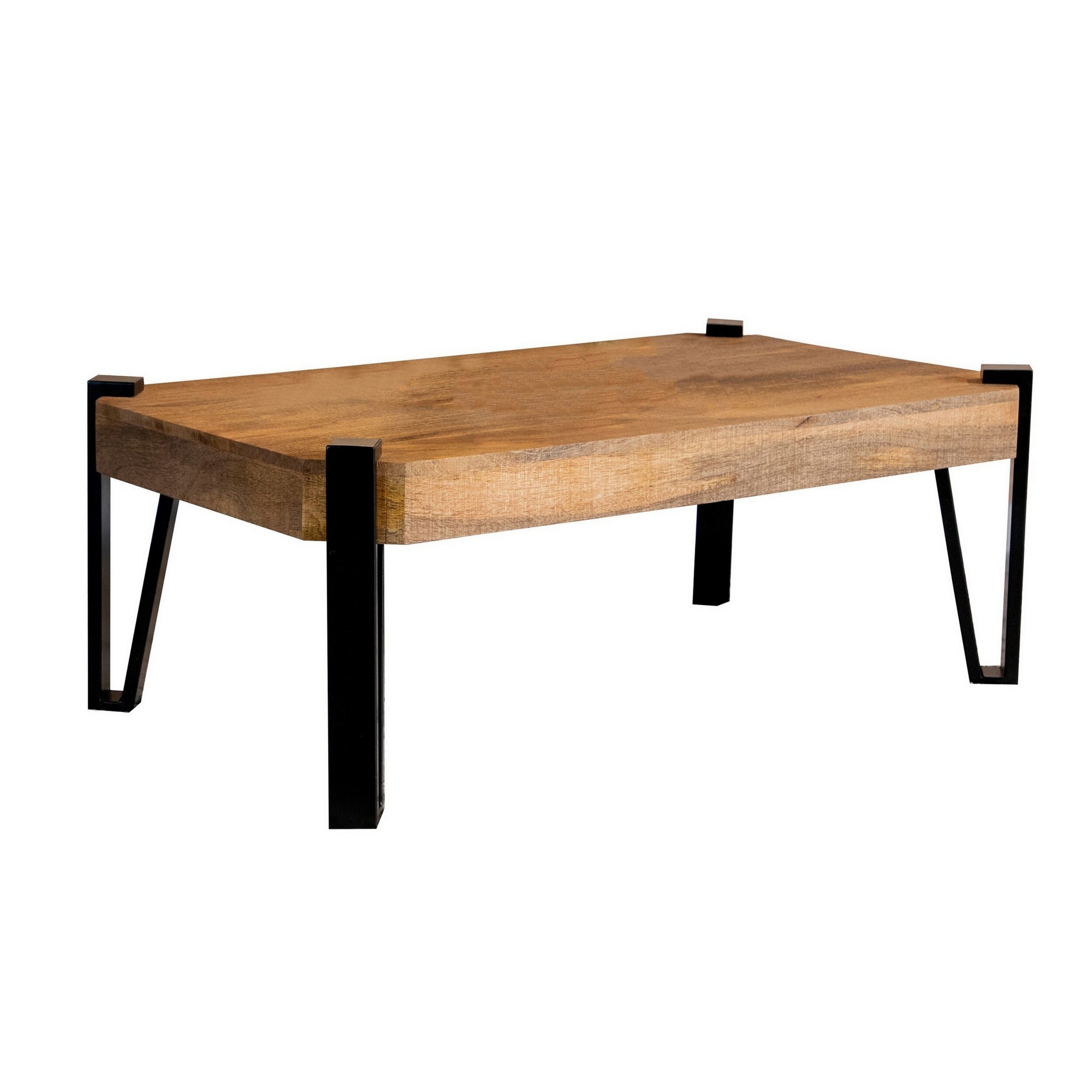 Ayla 50 Inch Coffee Table， Iron Hairpin Legs， Rustic Brown Mango Wood - Mycitystee