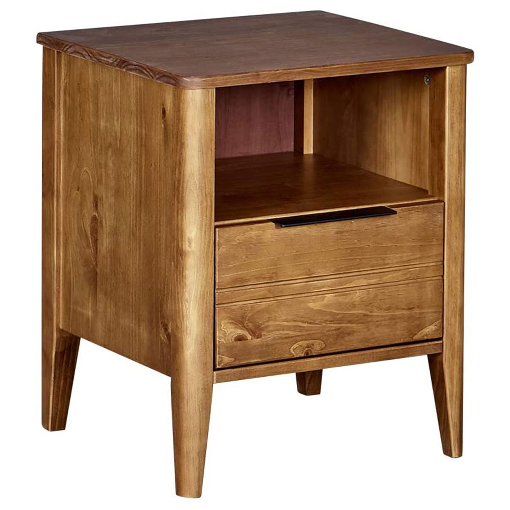 MUSEHOMEINC California Classic 1 Drawer Wooden Nightstand End Table， Honey Brown - 19.40 - Mycitystee