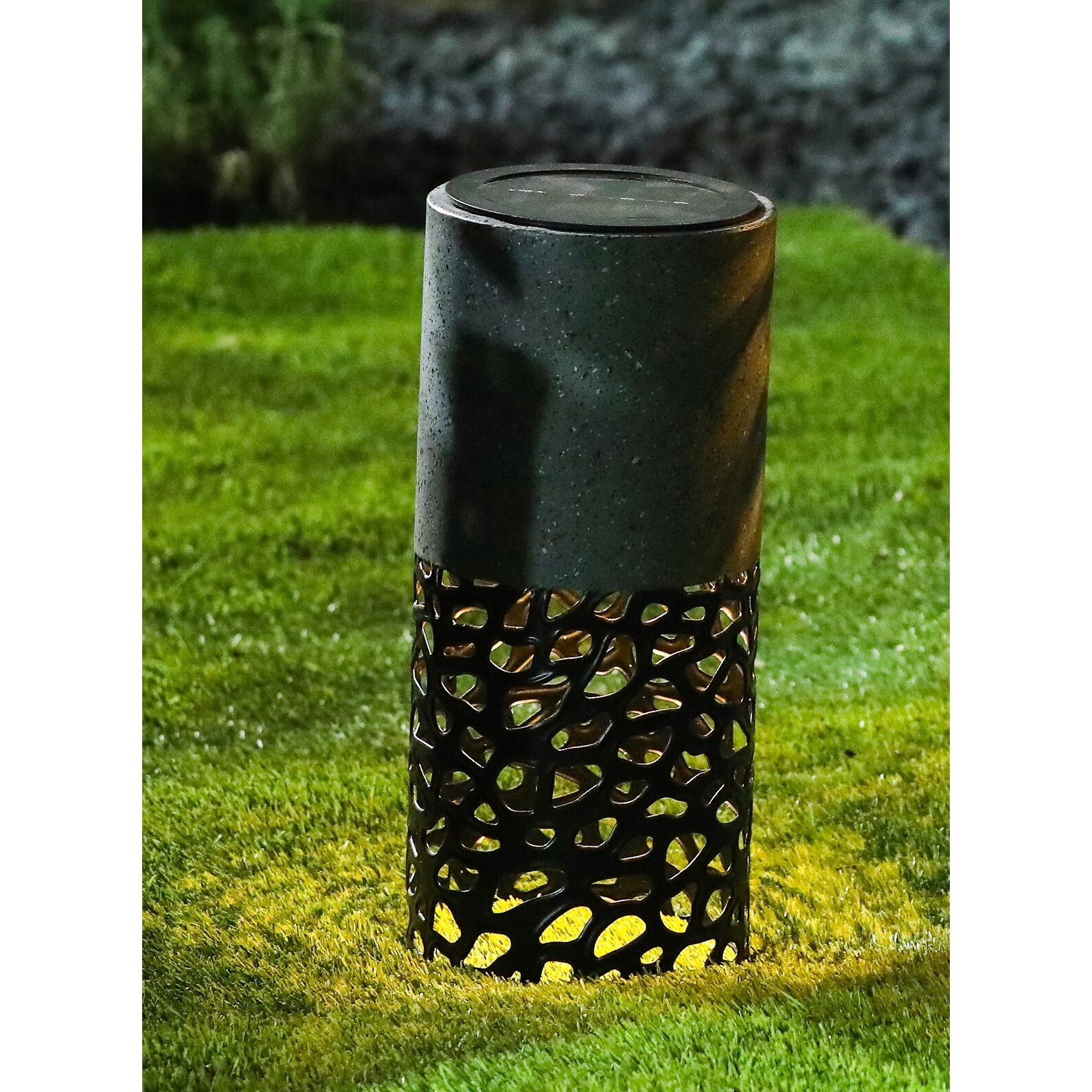 12-Inch H Grey MgO Solar Bollard Garden Light - 11.8
