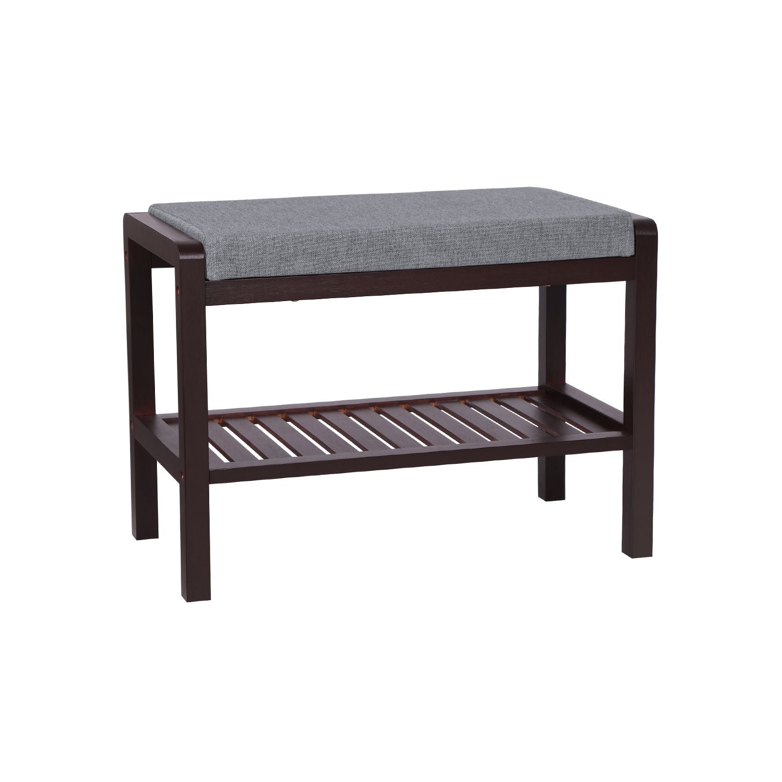 SONGMICS Bamboo Shoe Bench Rack with CushionBrown - Mycitystee