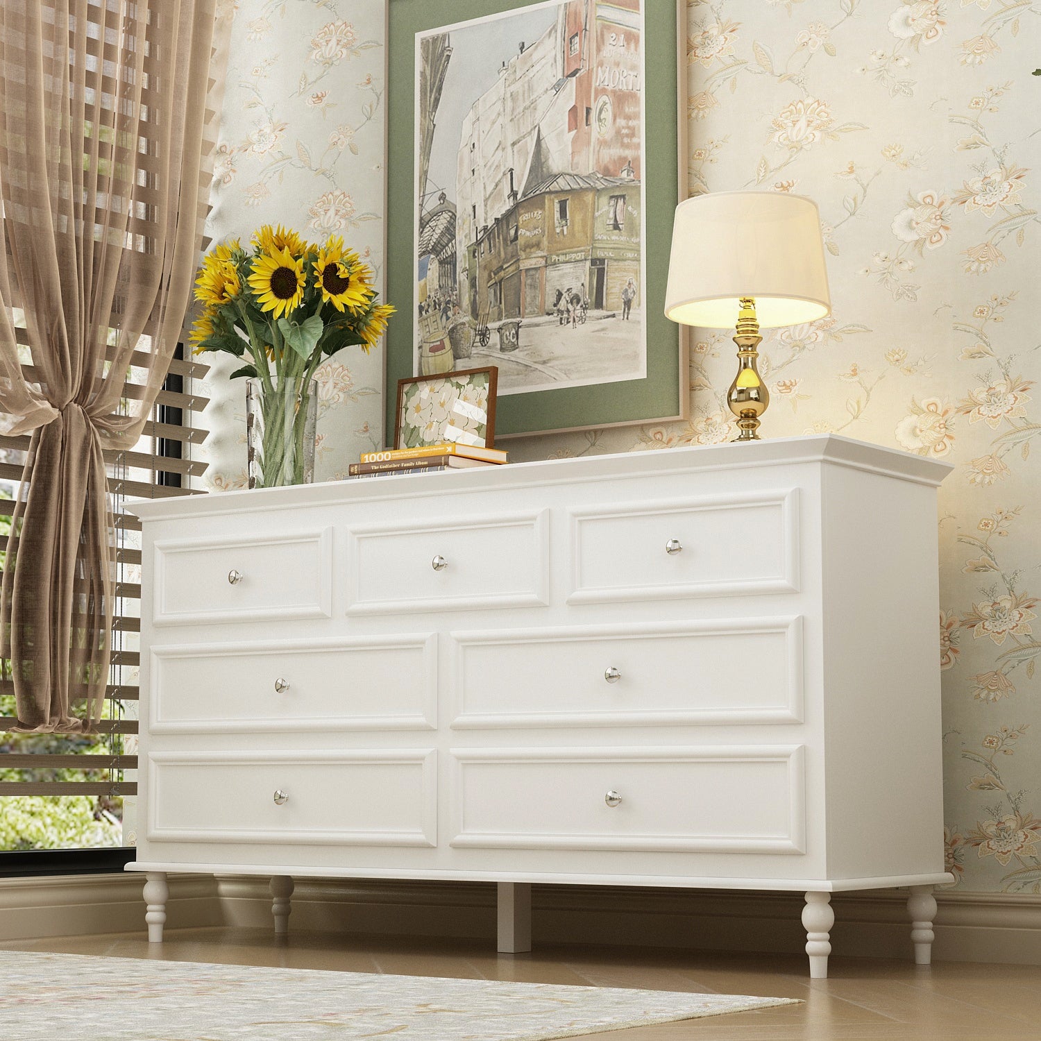 7-Drawer Double Dresser Chest Dresser Sideboard Lacquer For Bedroom - - 37853837 - Mycitystee