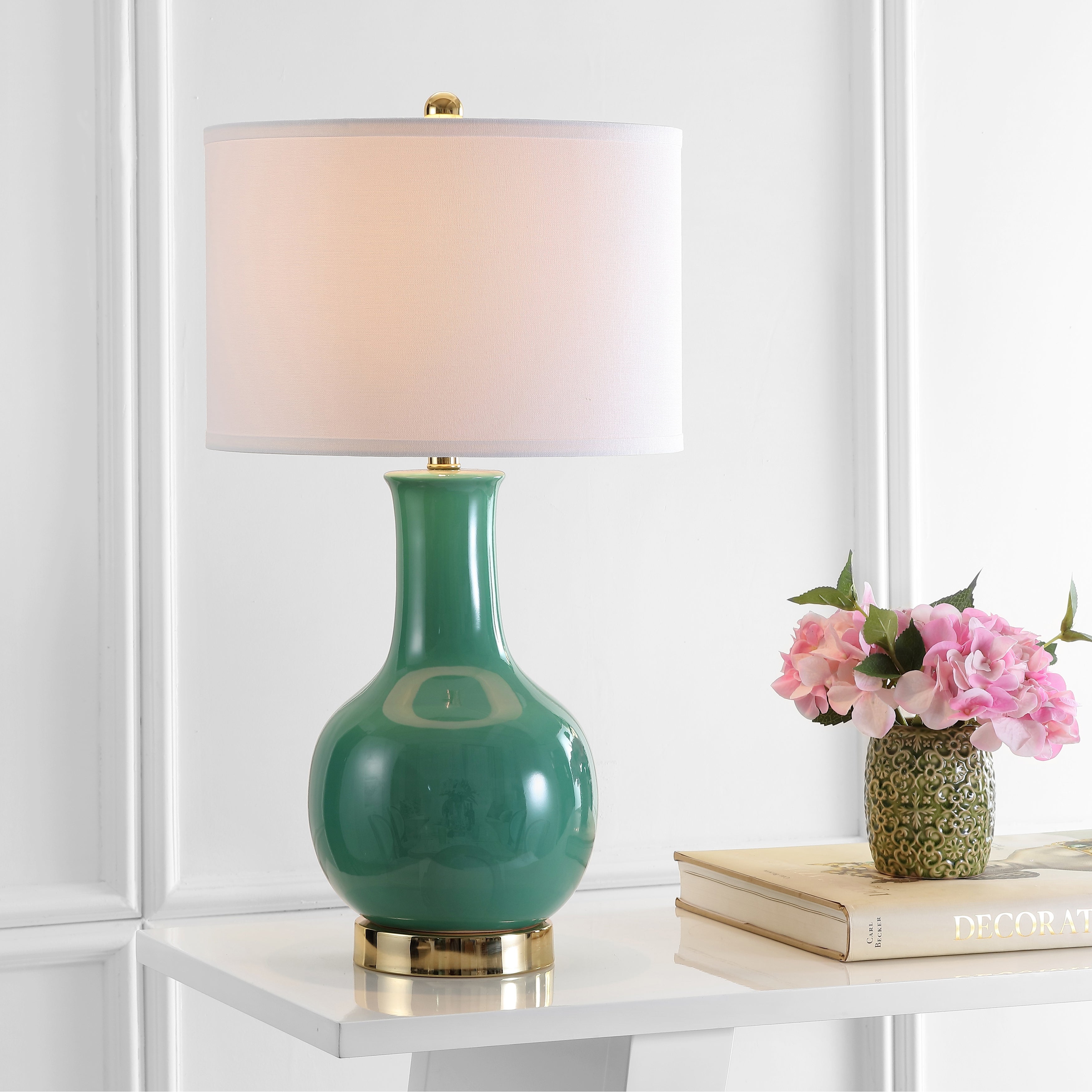 SAFAVIEH Lighting 27.5-inch Emerald Ceramic Paris Lamp - 15