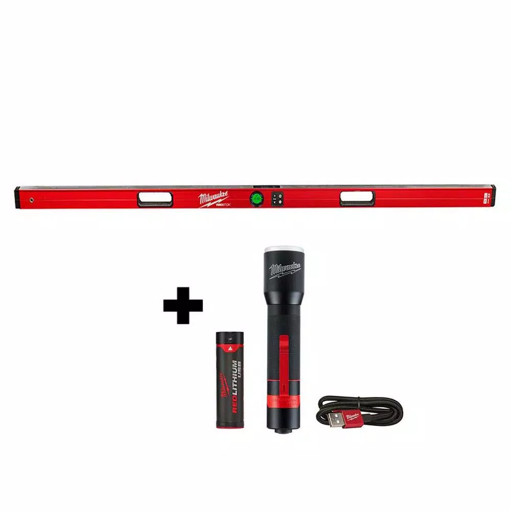 Milwaukee 72 in. Redstick Digital Box Level with Pin-Point Measurement Technology W/ 700 Lumens LED Rechargeable Flashlight and#8211; XDC Depot - Mycitystee