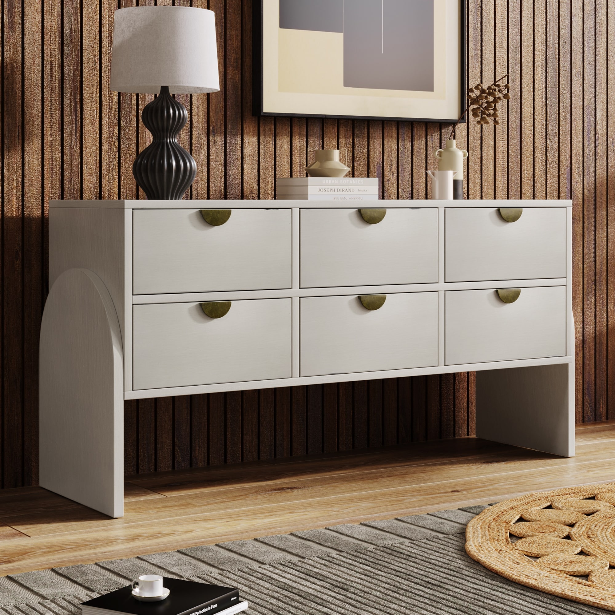 Rubber Wood Venner 6-Drawer Dresser - - 37953538 - Mycitystee