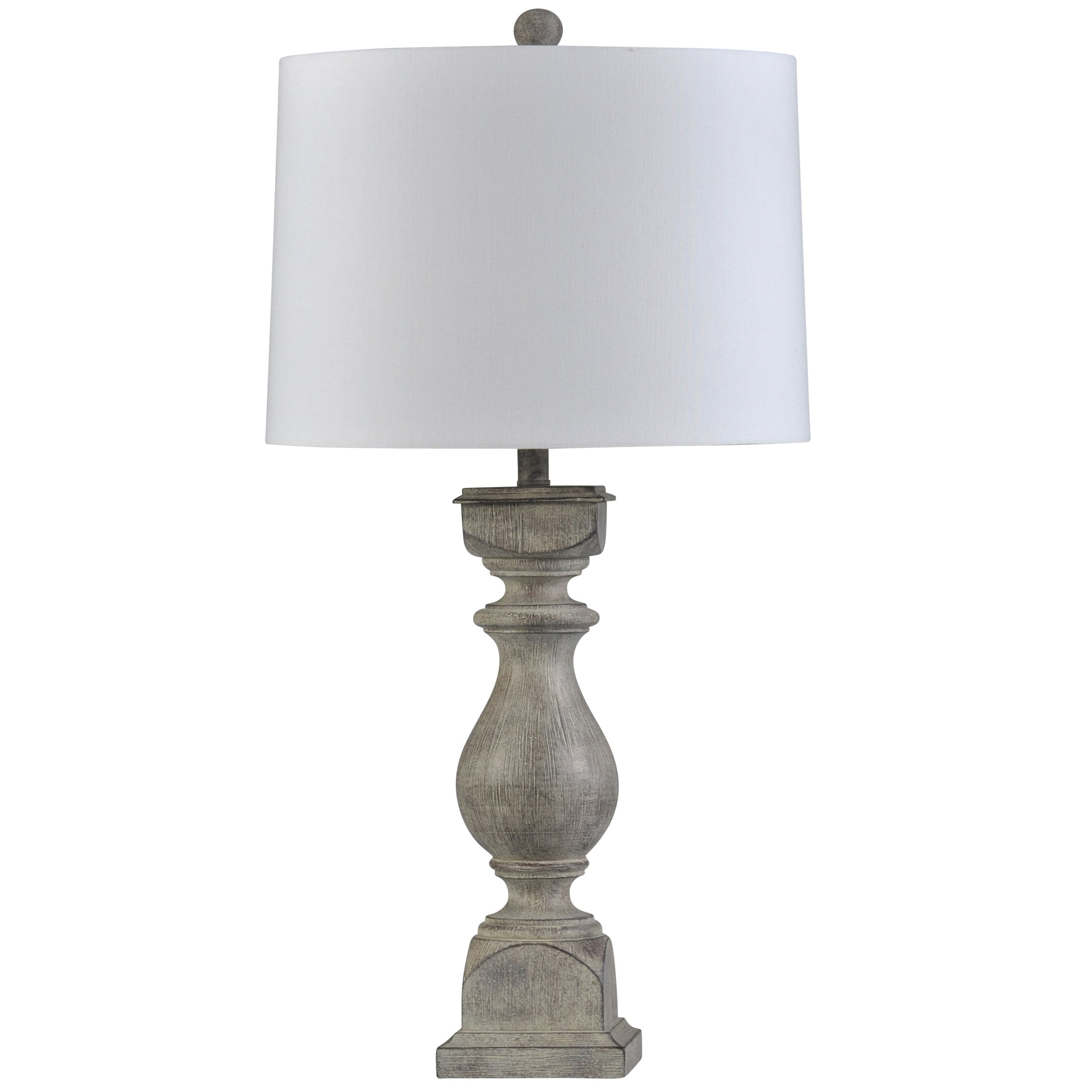 Grayson - Urn Pedestal Table Lamp with Drum Shade - Weathered Gray Finish - White Shade - Mycitystee