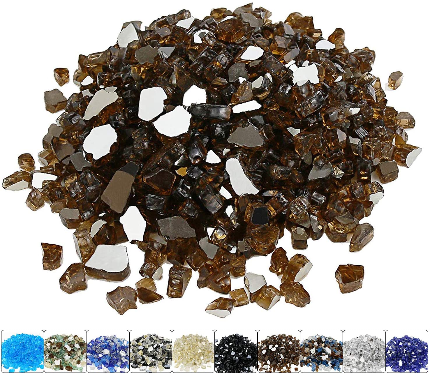 1/2'' Patio Heaters Copper Fire Glass Reflective Tempered Fire Rocks for Fire Pits, Fireplace and Fire Bowl10 LBS - Mycitystee