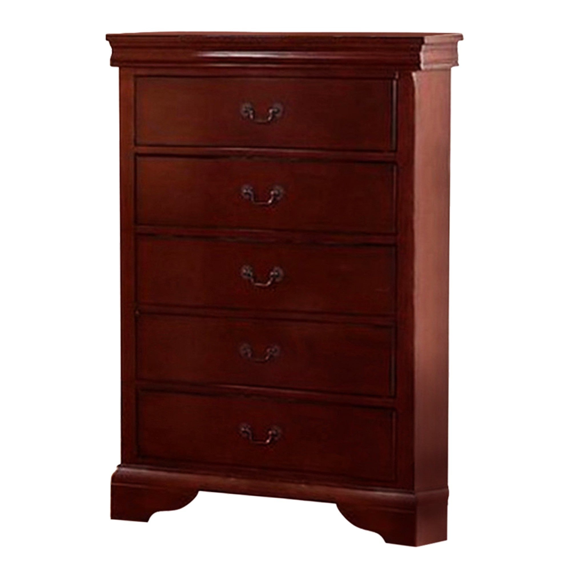 Traditional Style Wooden Chest with Five Drawers， Cherry Brown - - 25687720 - Mycitystee
