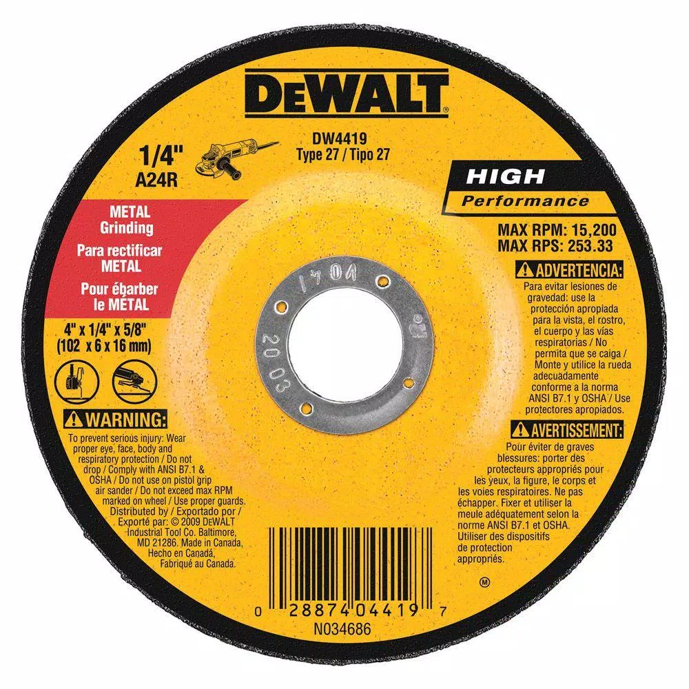 DEWALT 4 in. x 1/4 in. x 5/8 in. General Purpose Metal Grinding Wheel and#8211; XDC Depot - Mycitystee