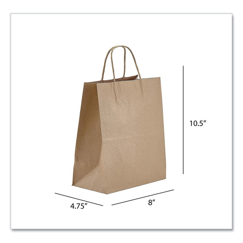 Prime Time Packaging Kraft Paper Bags， Tempo， 8 x 4.75 x 10.5， Natural， 250/Carton (NK8510) - Mycitystee