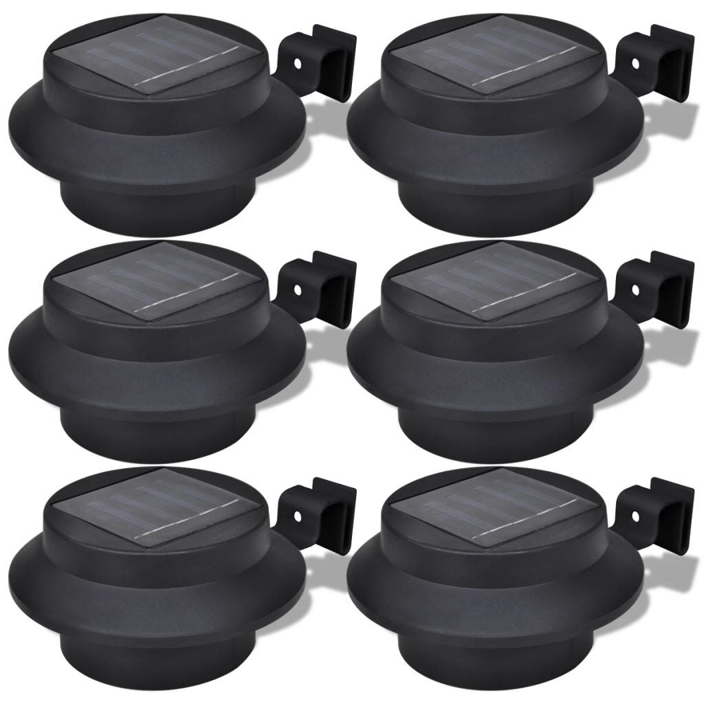 vidaXL Outdoor Solar Lamp Set 6 pcs Fence Light Gutter Light Black - Mycitystee