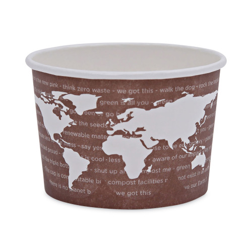 Eco-Products World Art Renewable and Compostable Food Container， 8 oz， 3.04 Diameter x 2.3 h， Brown， Paper， 50/Pack， 20 Packs/Carton (EPBSC8WA) - Mycitystee