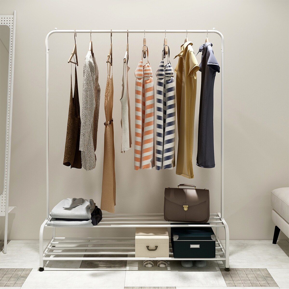 Clothing Garment Rack with Shelves - - 34357198 - Mycitystee
