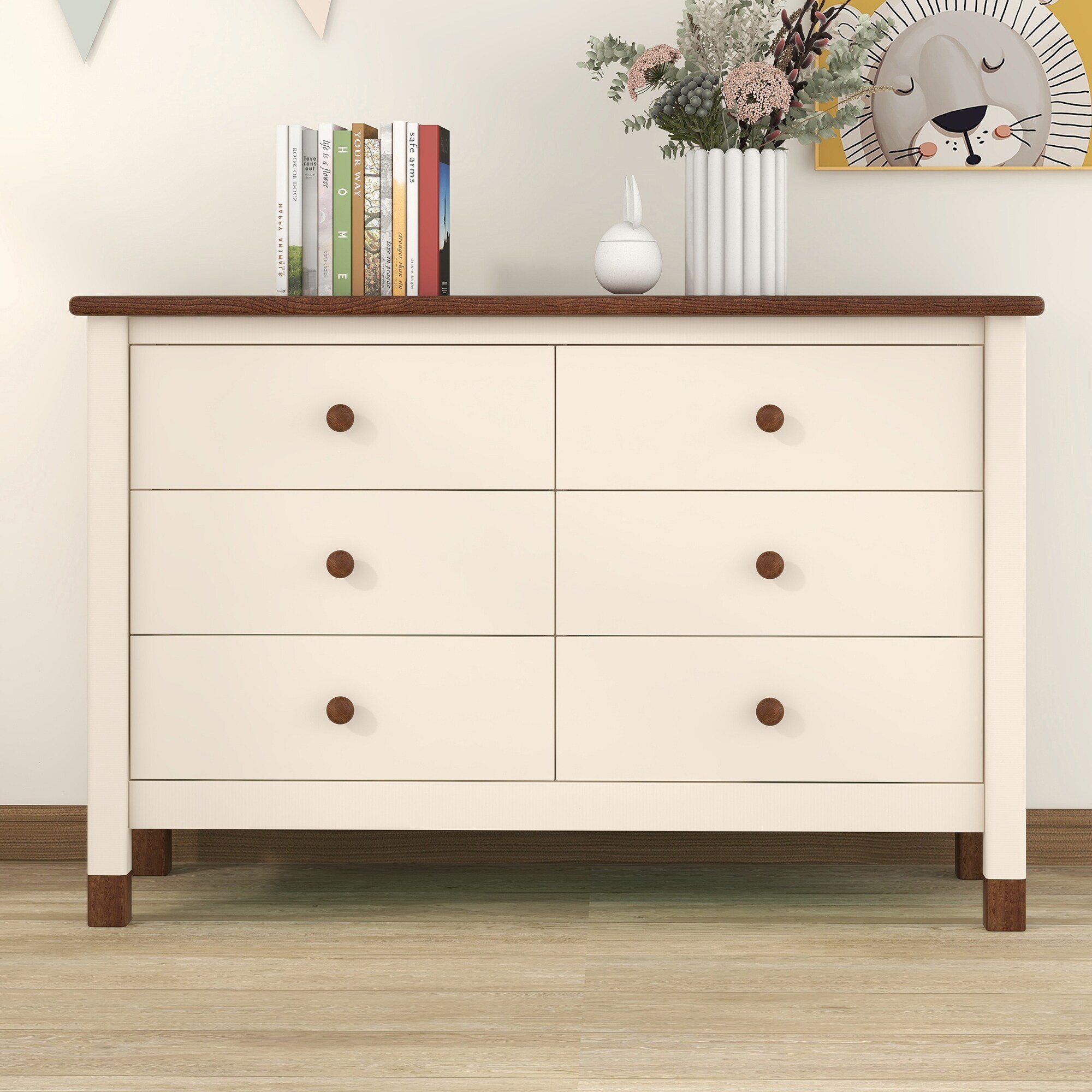Wooden Storage Dresser with 6 Drawers - - 36963530 - Mycitystee