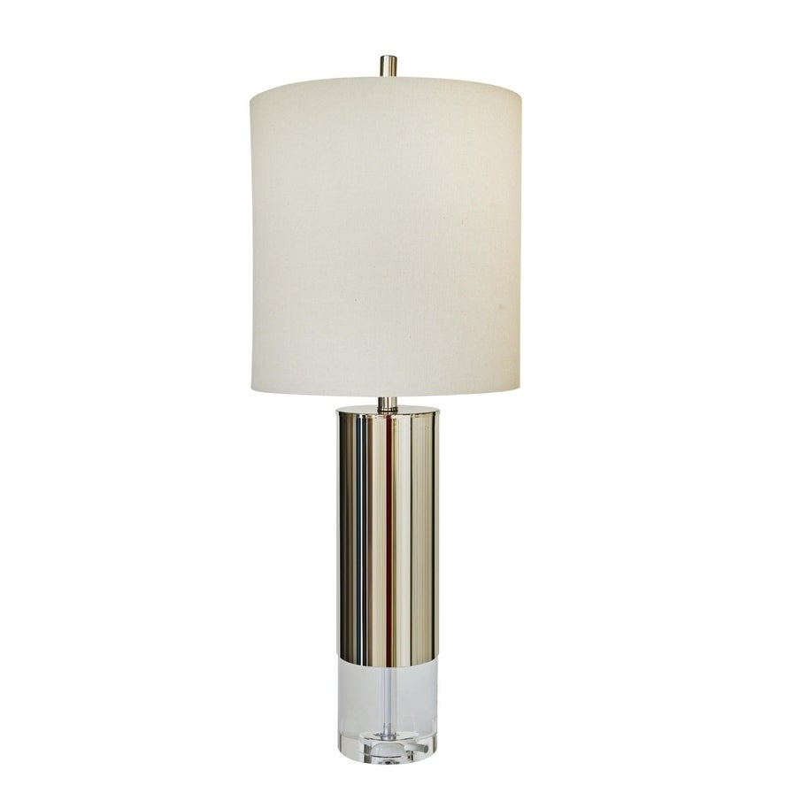 Polished Nickel Frame Table Lamp With Clear Crystal Base - Mycitystee