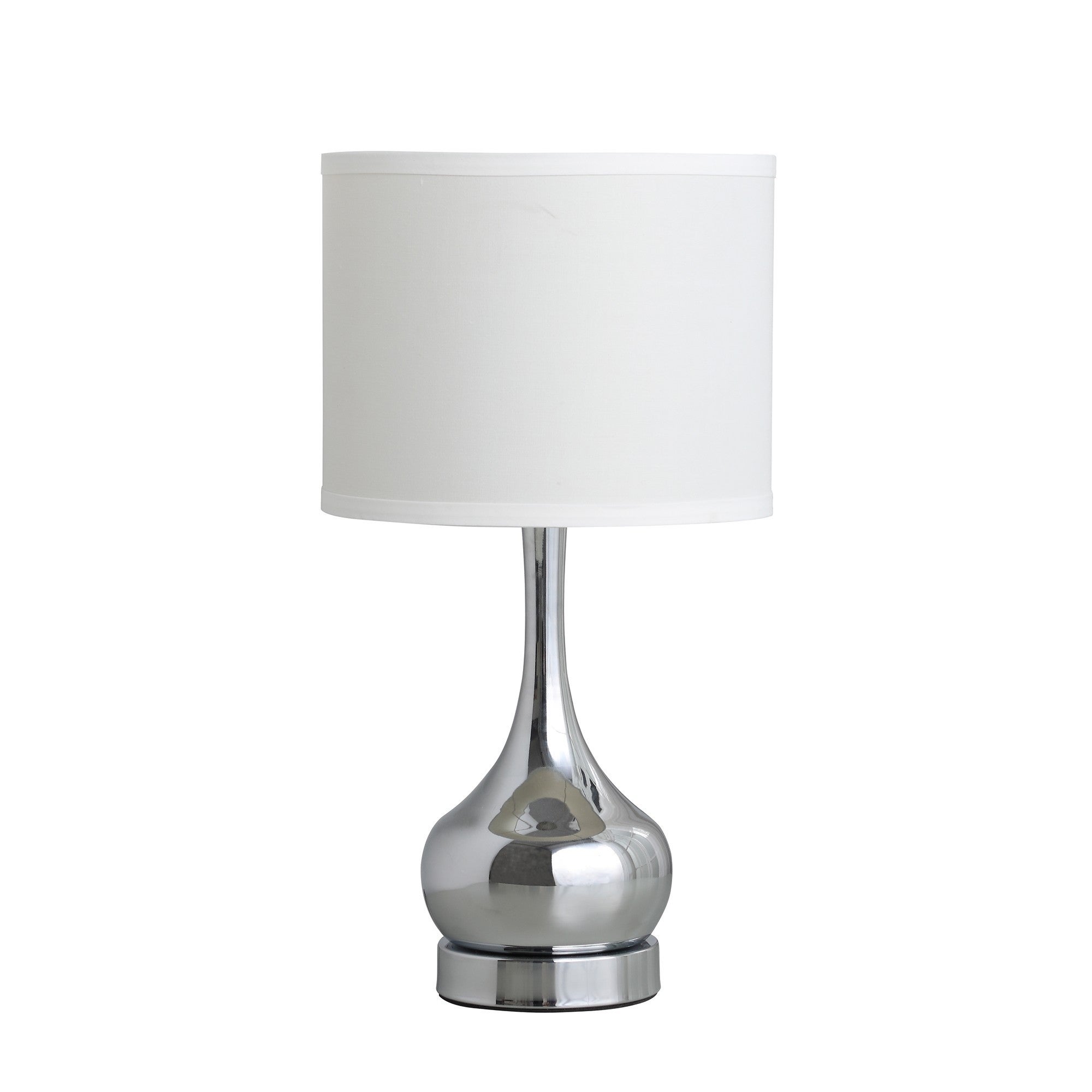 Pot Bellied Metal Body Table Lamp with Round Base， Silver - Mycitystee