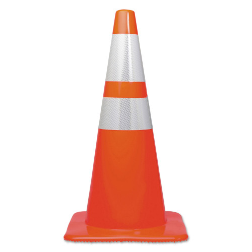 Tatco Traffic Cone， 14 x 14 x 28， Orange/Silver (25900) - Mycitystee