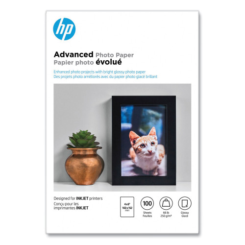 HP Advanced Photo Paper， 10.5 mil， 4 x 6， Glossy White， 100/Pack (Q6638A) - Mycitystee