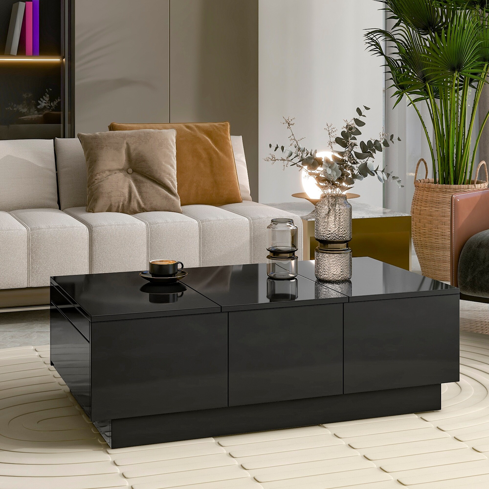 Coffee Table with 2 large Hidden Storage Compartment - Mycitystee
