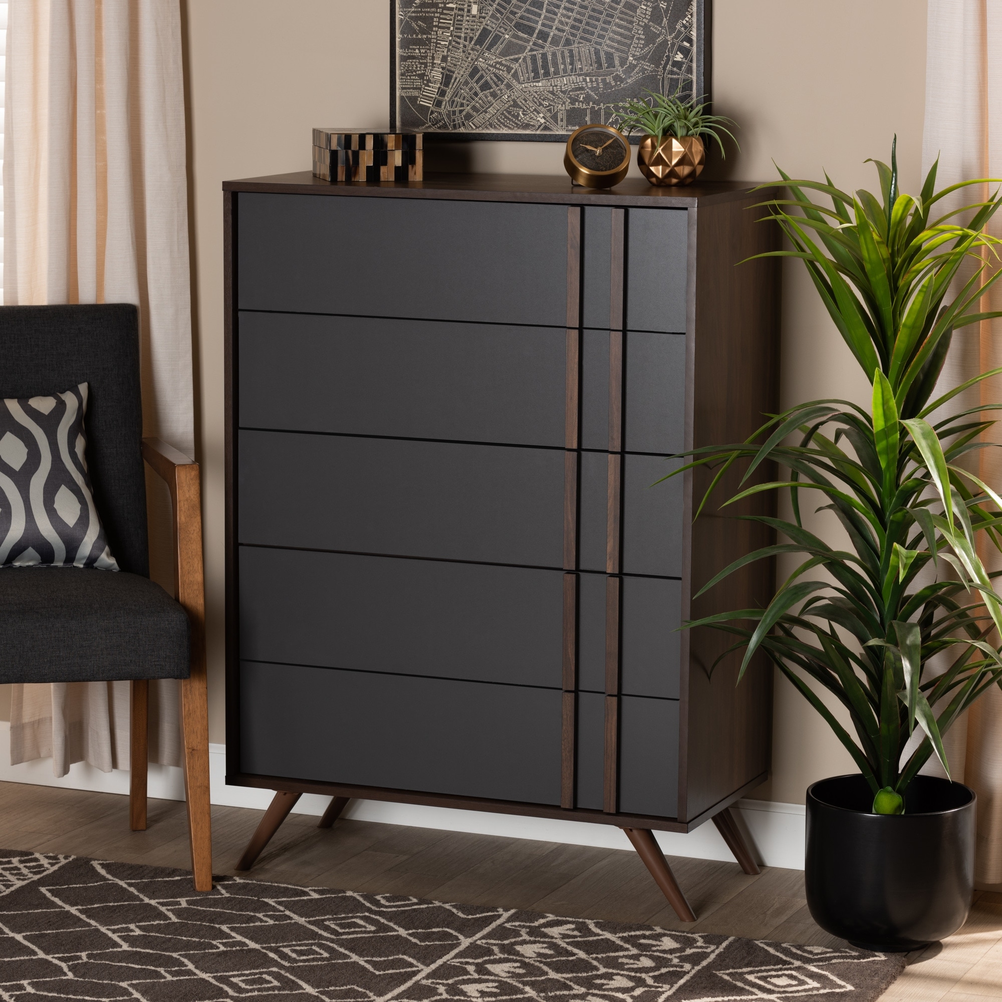 Naoki Modern and Contemporary 5-Drawer Bedroom Chest - - 31302867 - Mycitystee