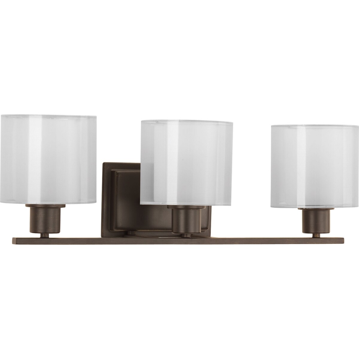 Invite Collection 3-Light Antique Bronze White Shade New Traditional Bath Vanity Light - Mycitystee