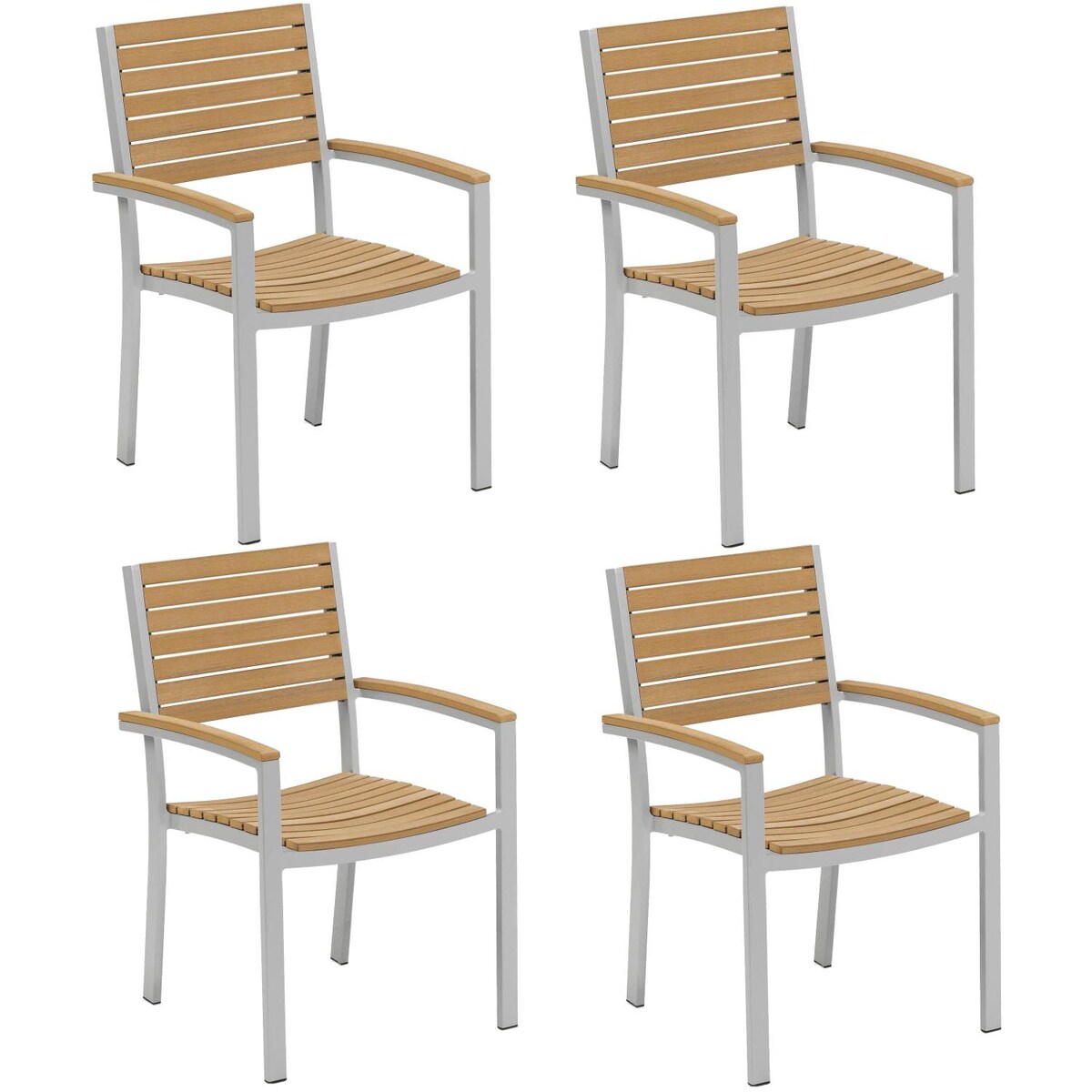 Travira 4 Piece Tekwood Natural Stacking Patio Dining Arm Chair Set By Oxford Garden - Mycitystee