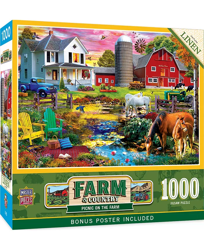 MasterPieces Puzzles Farm Country - Picnic on the Farm 1000 Piece Adult Jigsaw Puzzle - Mycitystee