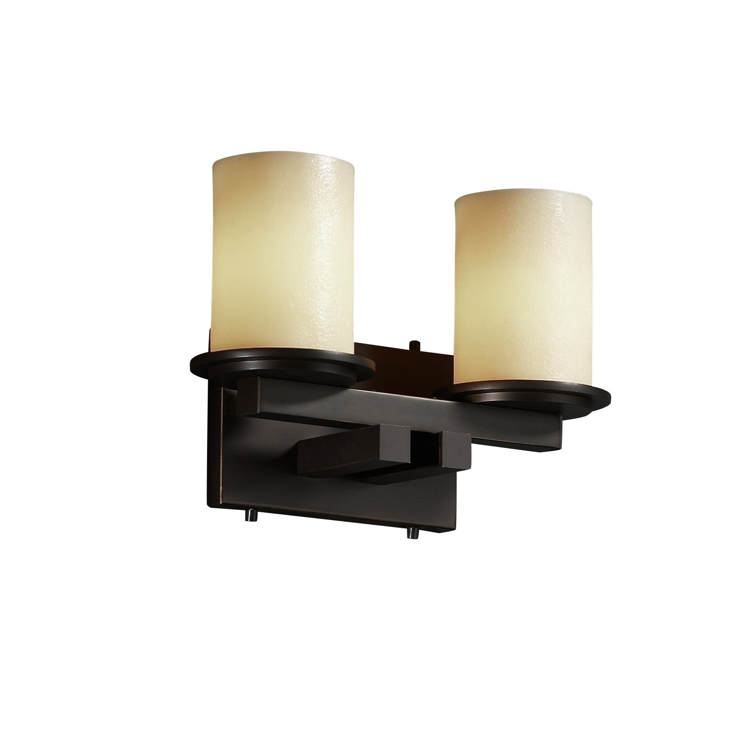 Justice Design CandleAria Dakota Dark Bronze 2-light Bath Bar， Amber Cylinder with Flat Rim Shade - Mycitystee