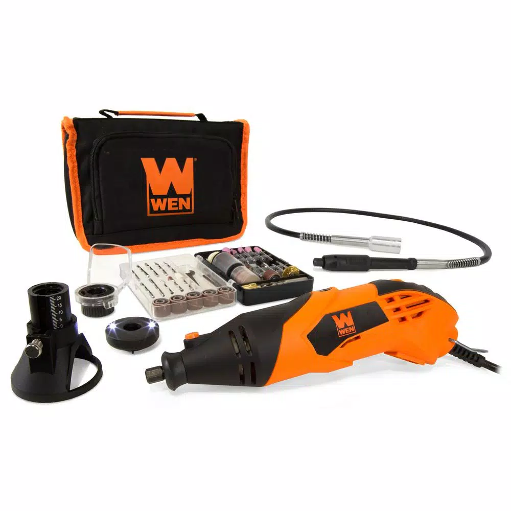 WEN 1.4 Amp High-Powered Variable Speed Rotary Tool with Cutting Guide， LED Collar， 100+ Accessories， Case and Flex Shaft and#8211; XDC Depot - Mycitystee