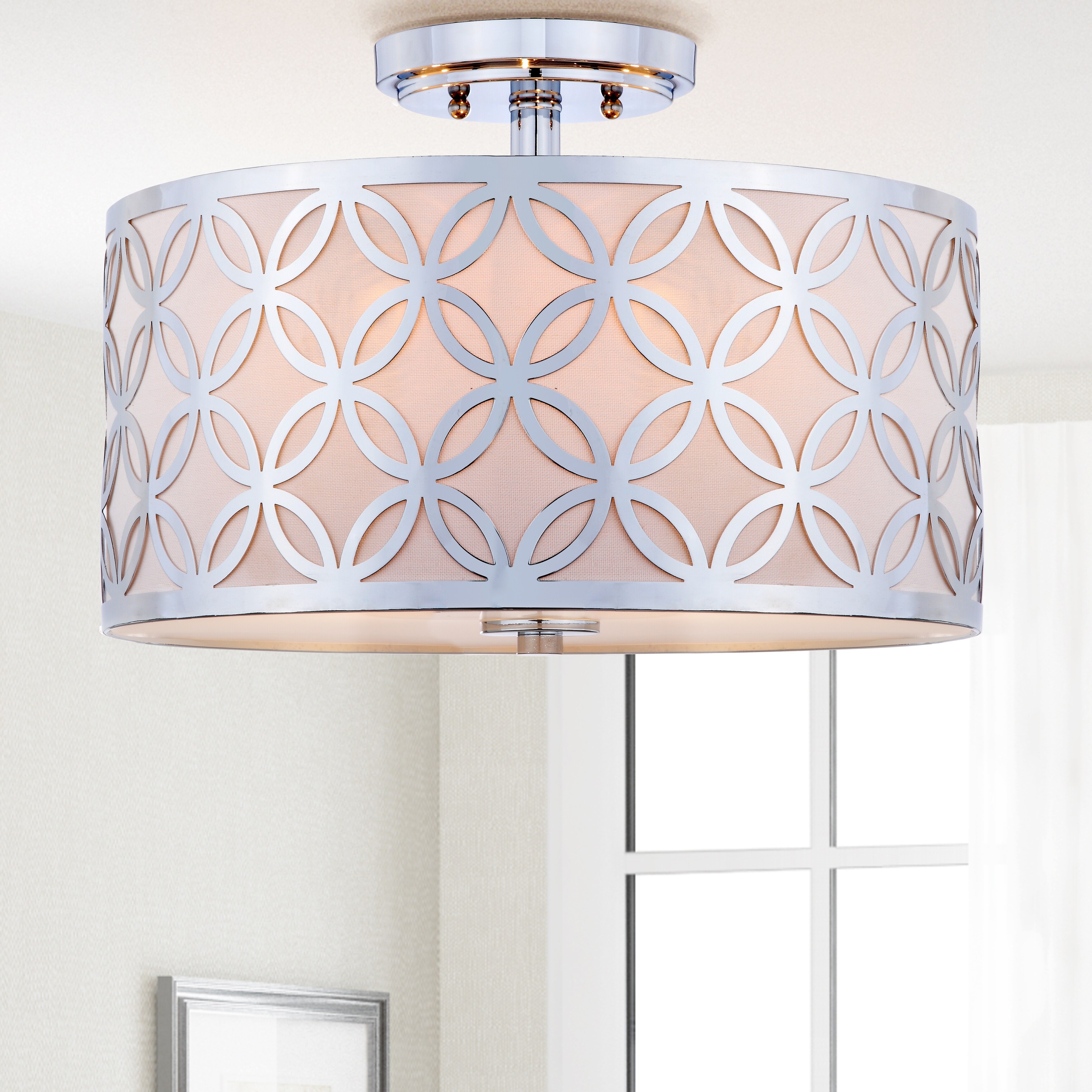 SAFAVIEH Lighting Cecily 3-light Chrome Flush Mount - 15