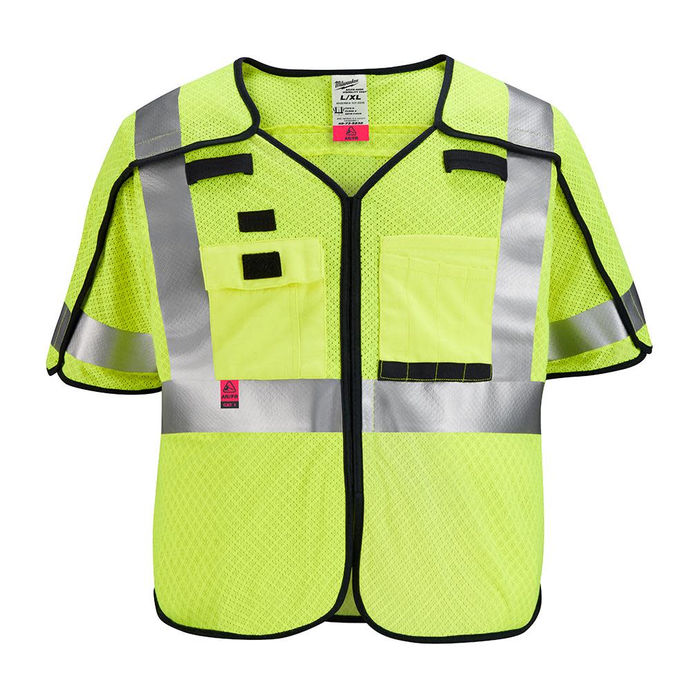 Milwaukee High Vis Safety Vest Yellow Class 3 Mesh Breakaway AR/FR Cat 1  4XL/5XL - Mycitystee