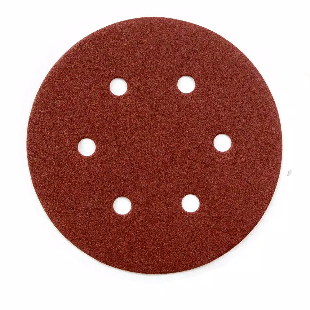 POWERTEC 6 in. A/O Hook and Loop 6 Hole Disc Assortment 40-Grit， 80-Grit， 120-Grit， 220-Grit and 320-Grit in Red (100-Pack) and#8211; XDC Depot - Mycitystee