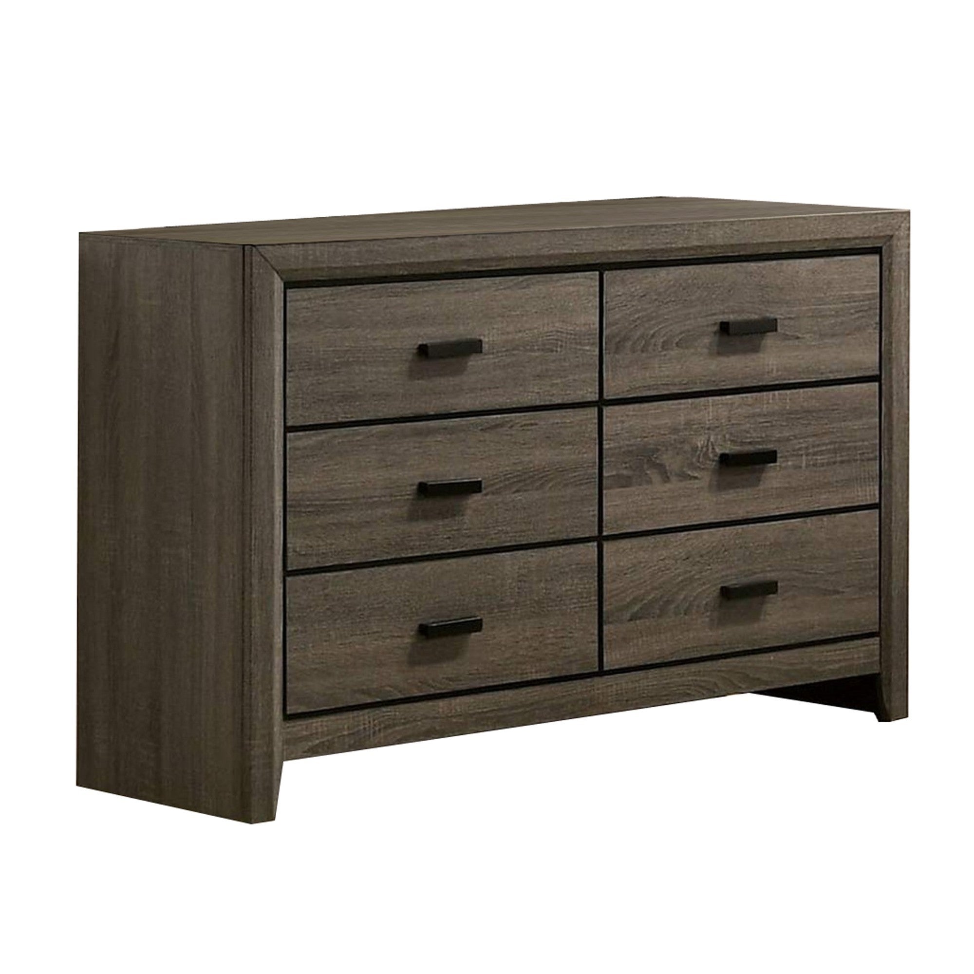 Dresser with Black Rectangular Pulls， Gray - - 34632276 - Mycitystee