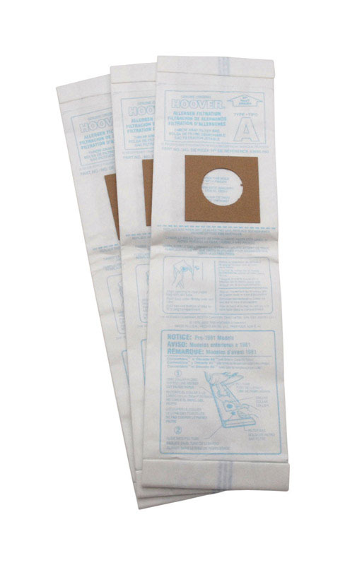 Hoover Vacuum Bag For Fits all hoover canister cleaners using type A bags 3 pk - Mycitystee