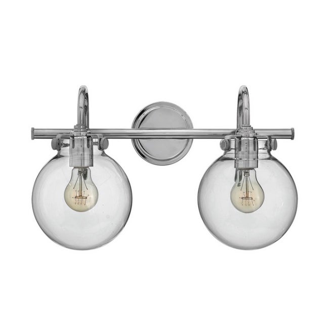 Taft 2-Light Clear Globe Vanity Light in Satin Nickel - Mycitystee