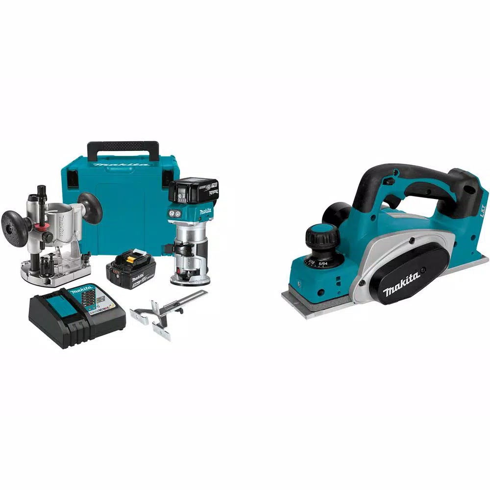 Makita 18-Volt LXT Brushless Cordless Compact Router Kit/Bonus 18-Volt LXT Cordless 3-1/4 in. Cordless Planer (Tool-Only) and#8211; XDC Depot - Mycitystee