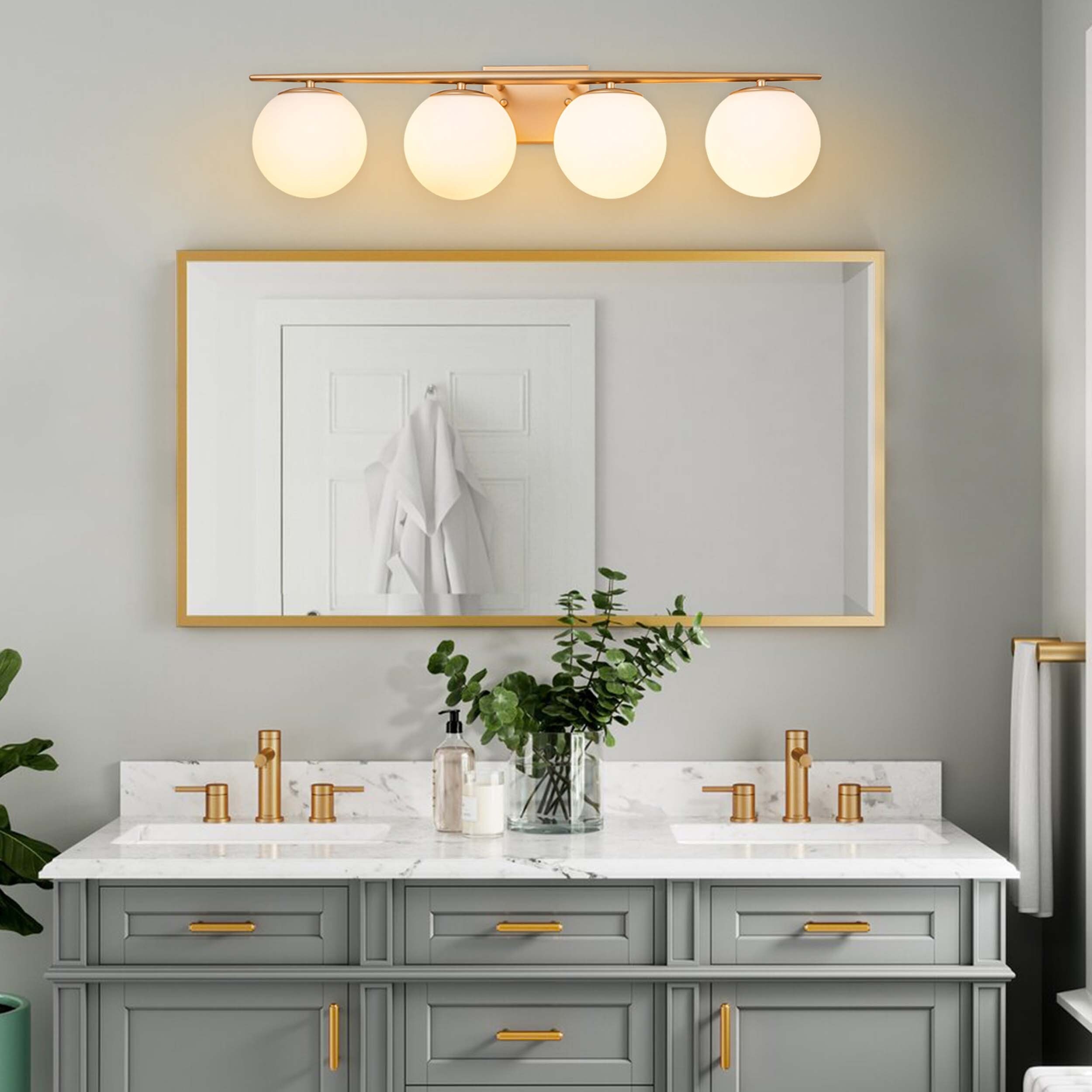 Modern Vanity Light with Milky White Glass Ball Shade Wall Sconce - Mycitystee