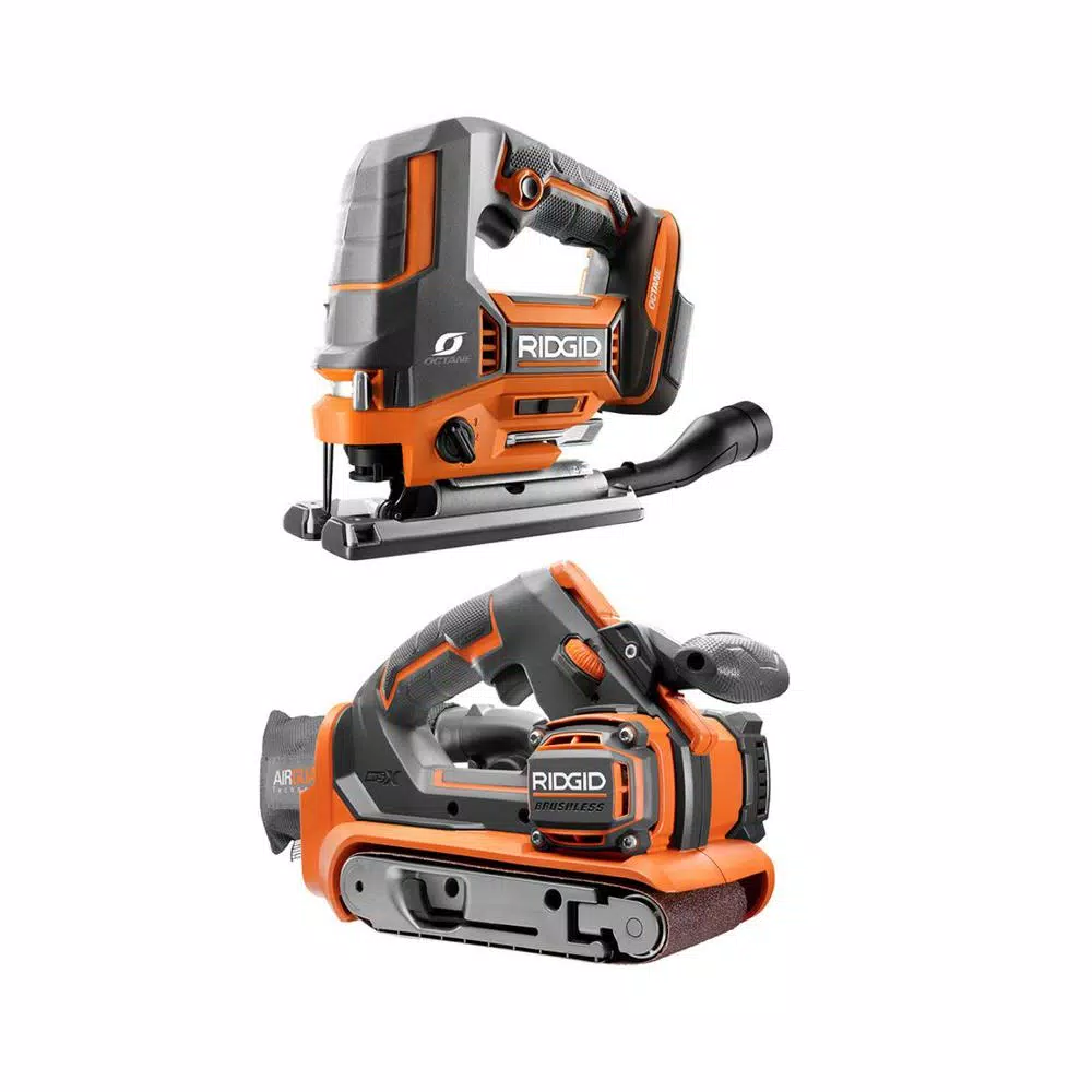 RIDGID 18-Volt Cordless 2-Tool Combo Kit with OCTANE Brushless Jig Saw and Brushless 3 in. x 18 in. Belt Sander (Tools Only) and#8211; XDC Depot - Mycitystee