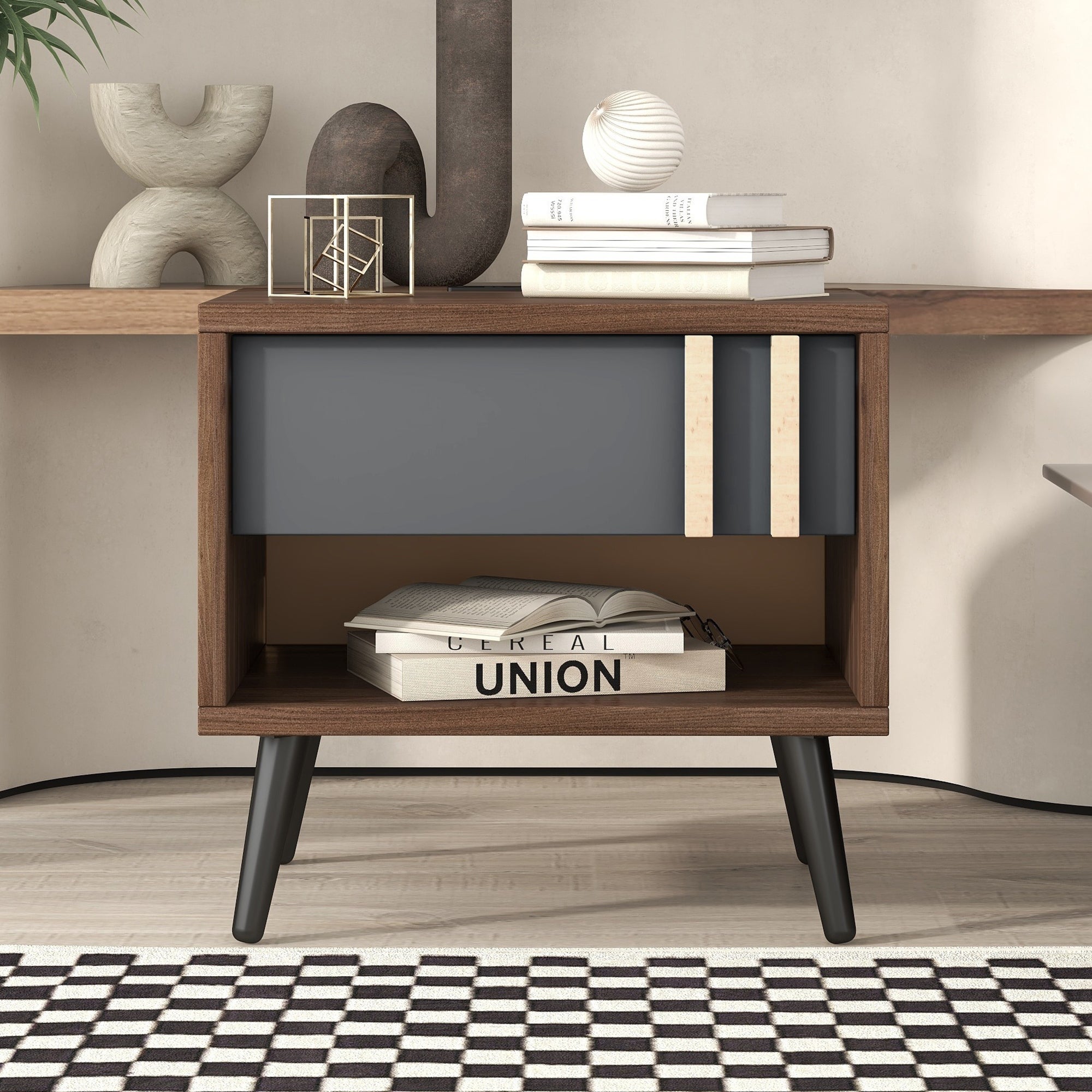 Wooden Nightstand with USB Charging Ports， End Table - Mycitystee