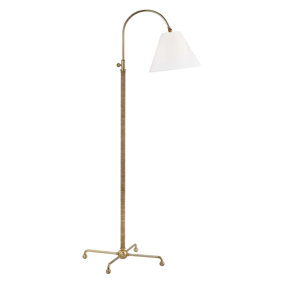 Hudson Valley Curves No.1 by Mark D. Sikes 1 Light Aged Brass Floor Lamp with Off-White Linen - Mycitystee
