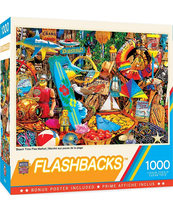 MasterPieces Puzzles Flashbacks - Beach Time Flea Market 1000 Piece Puzzle - Mycitystee