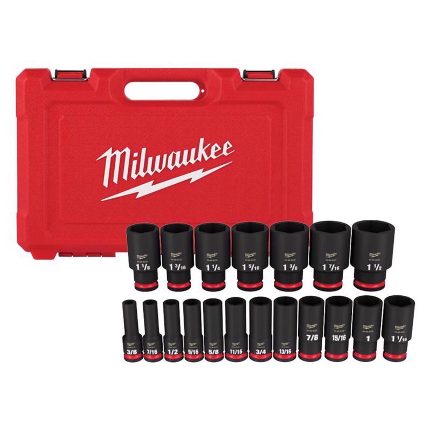 Milwaukee ShockWave 1/2 in. drive SAE 6 Point Deep Impact Rated Socket Set 19 pc - Mycitystee