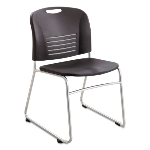 Safco Vy Series Stack Chairs， Supports Up to 350 lb， Black Seat/Back， Silver Base， 2/Carton (4292BL) - Mycitystee