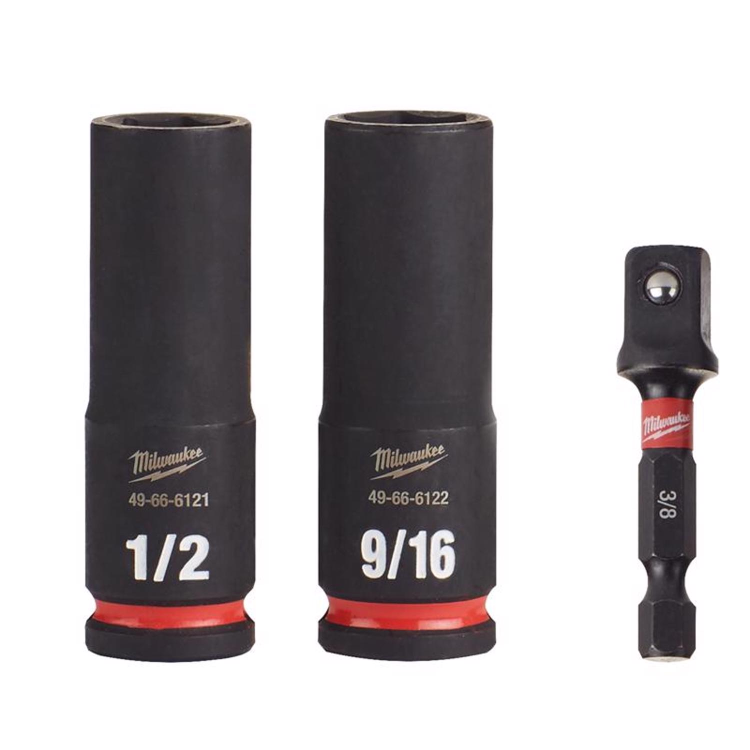 Milwaukee Shockwave 1/2 in. X 3/8 in. drive SAE 6 Point Deep Impact Socket Set 3 pc - Mycitystee