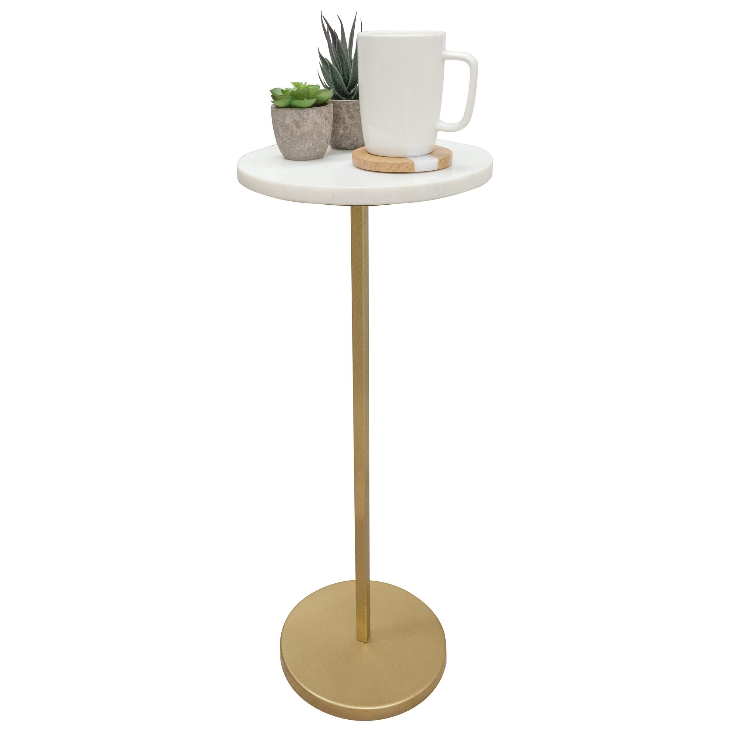 Elegant Marble Side Table Round， Small Accent Nightstand， Table， Couch Premium End for Bedside Tables - as picture - Mycitystee