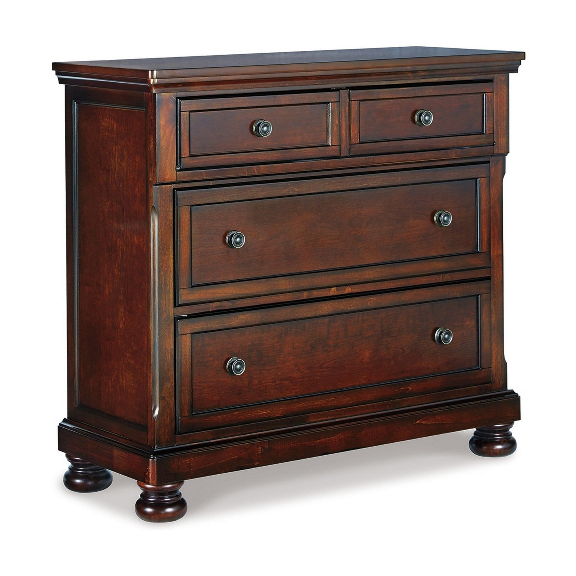 Fray 45 Inch Classic Dresser Chest， Rustic Brown Wood， 2 Drawers， Bun Feet - - 37962437 - Mycitystee