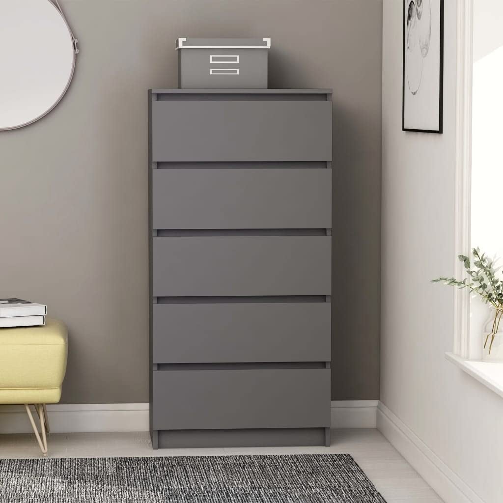 5 Drawer Dresser， Chest of Drawers with 5-Layer Modern Floor Storage Cabinet， Nightstand Engineered Wood for Bedroom - - 37668448 - Mycitystee